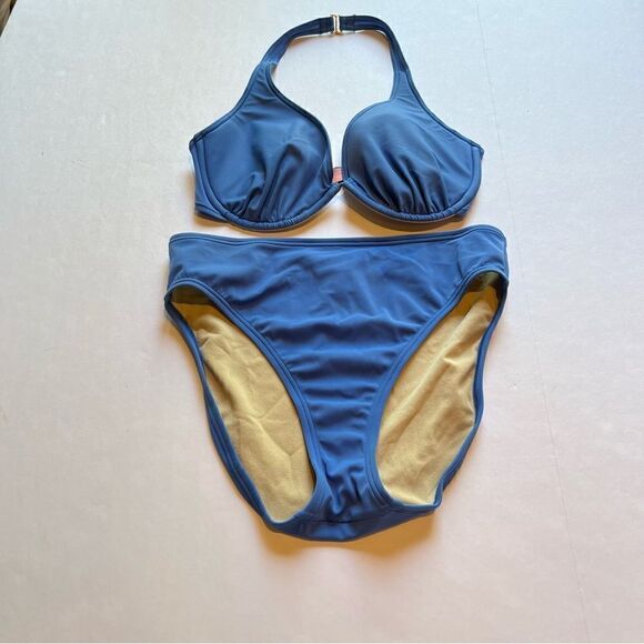 Victoria's Secret Bikini Swim Suit Sky Blue Top 36D Bottom Medium - Picture 1 of 13